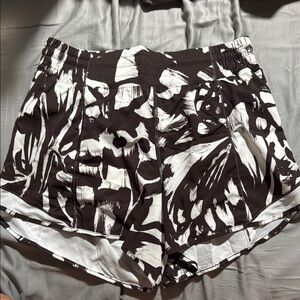 Lululemon Athletica Black and White Athletic Shorts with Ruffled Hem